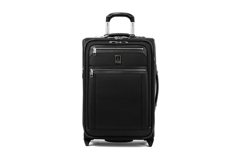 A black suitcase with a handle